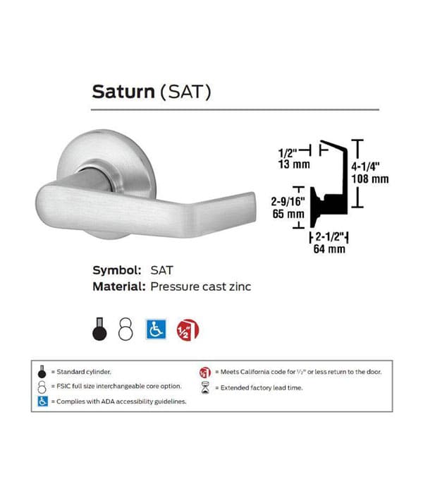 Schlage Commercial S10D-SAT-626-16-203-10-027 S10D Saturn Passage