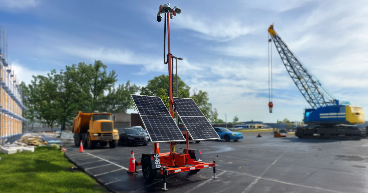 mobile solar surveillance tower construction site