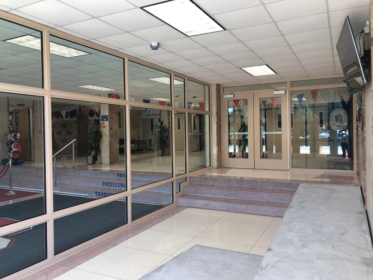 bullet resistant glass school entrance