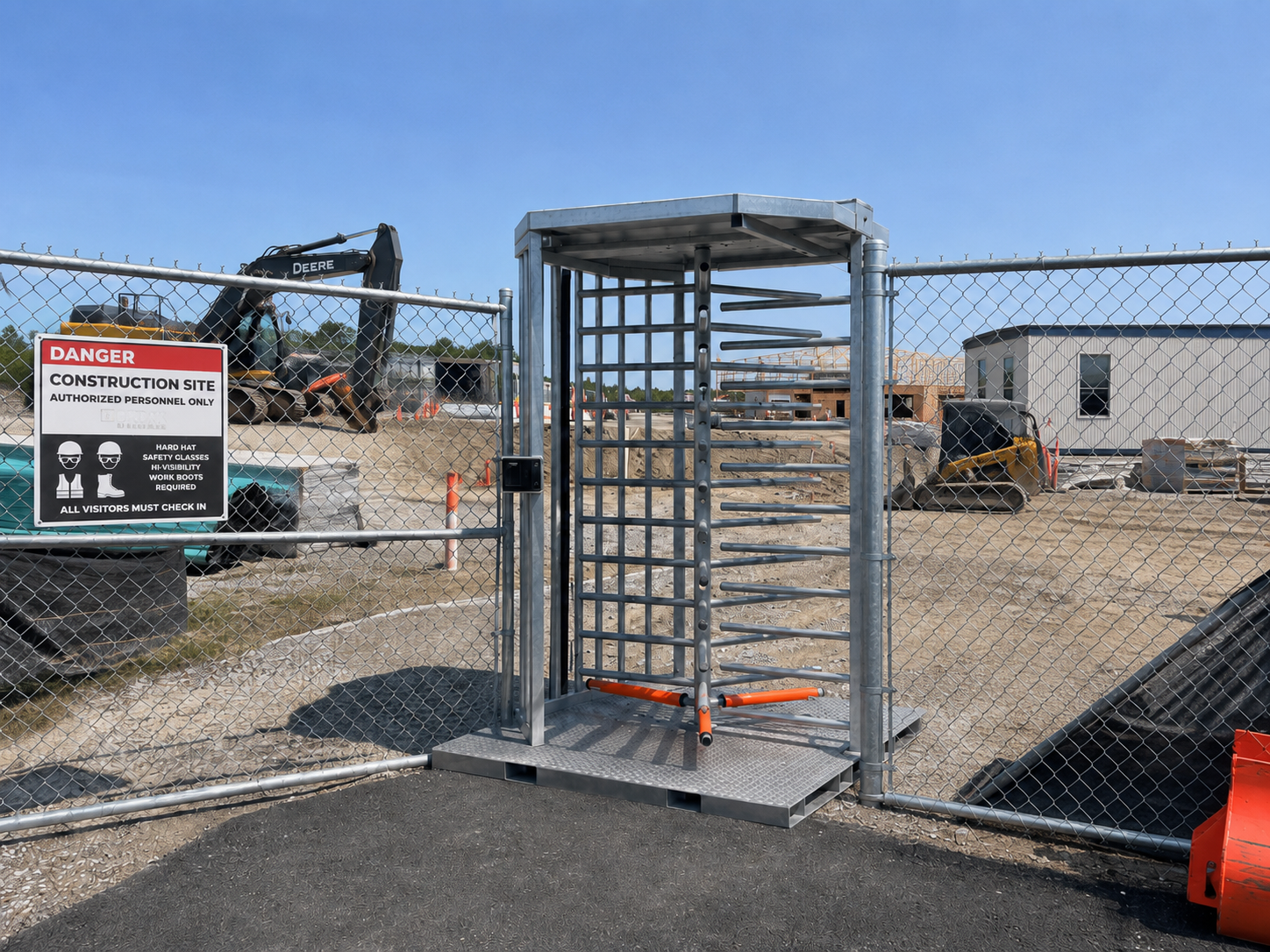 HT431P-Installed-Construction-Site-Access-Hayward-Turnstiles Perimeter Safety: Heavy Industrial Turnstile Installation in San Antonio